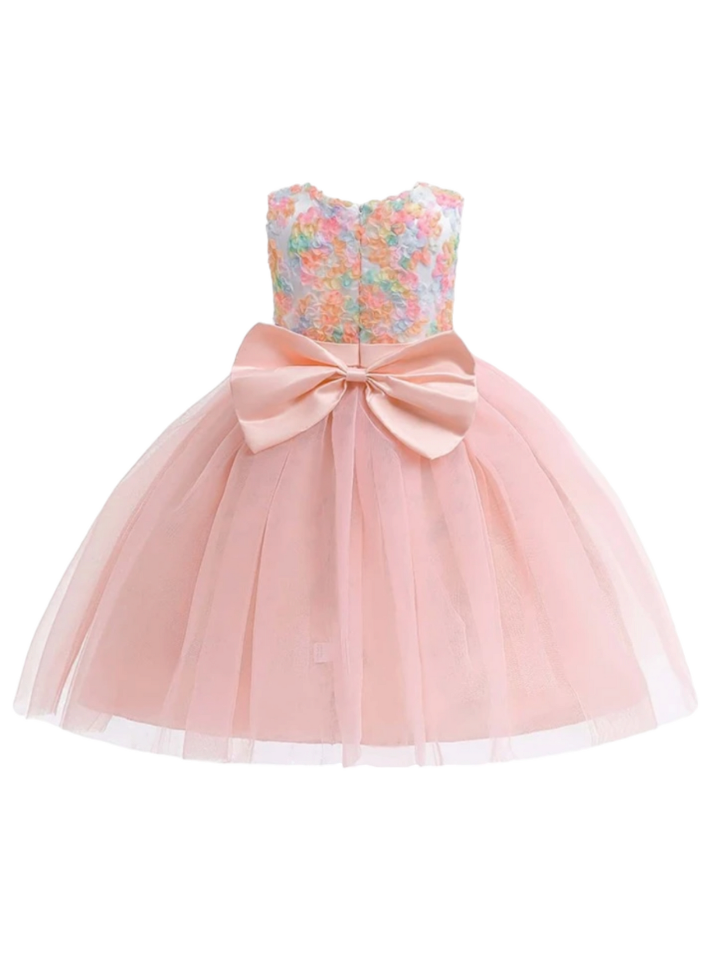 Pink floral tulle formal girl dress