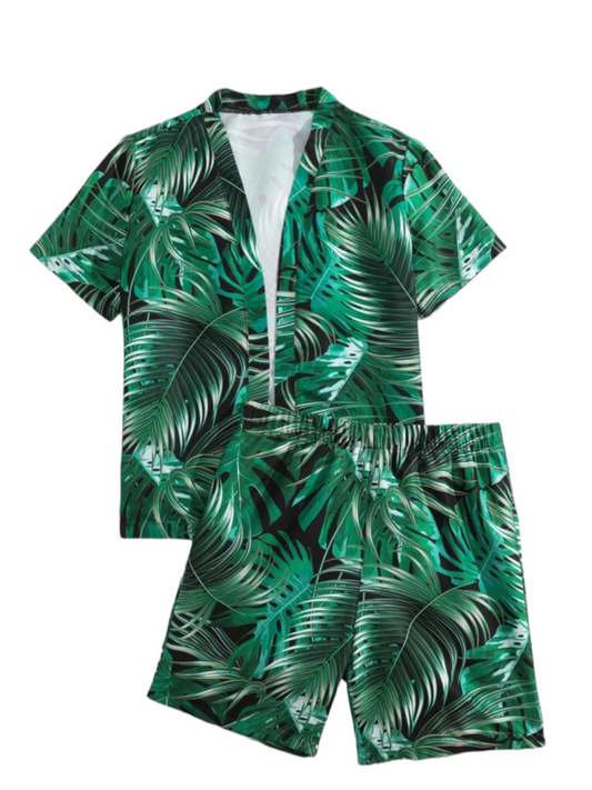 Palm print boy swimwear