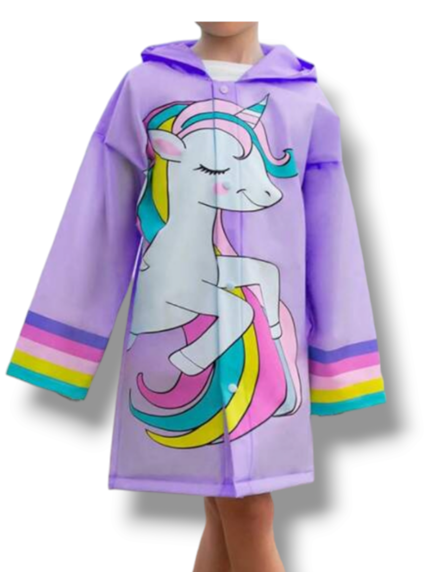Girl purple unicorn raincoat