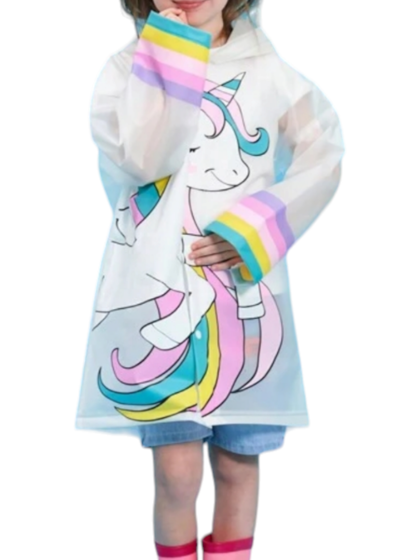 Girl unicorn transparent raincoat