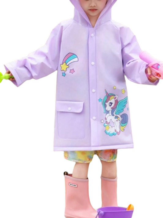 Girl purple unicorn raincoat
