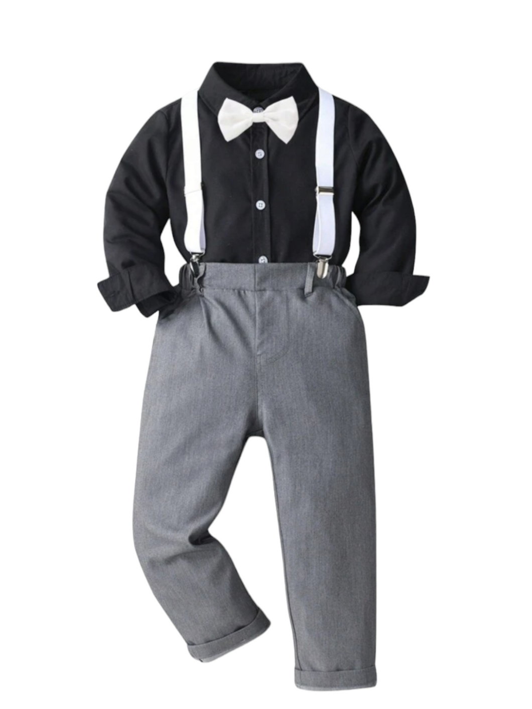 Boys formal set with white suspenders