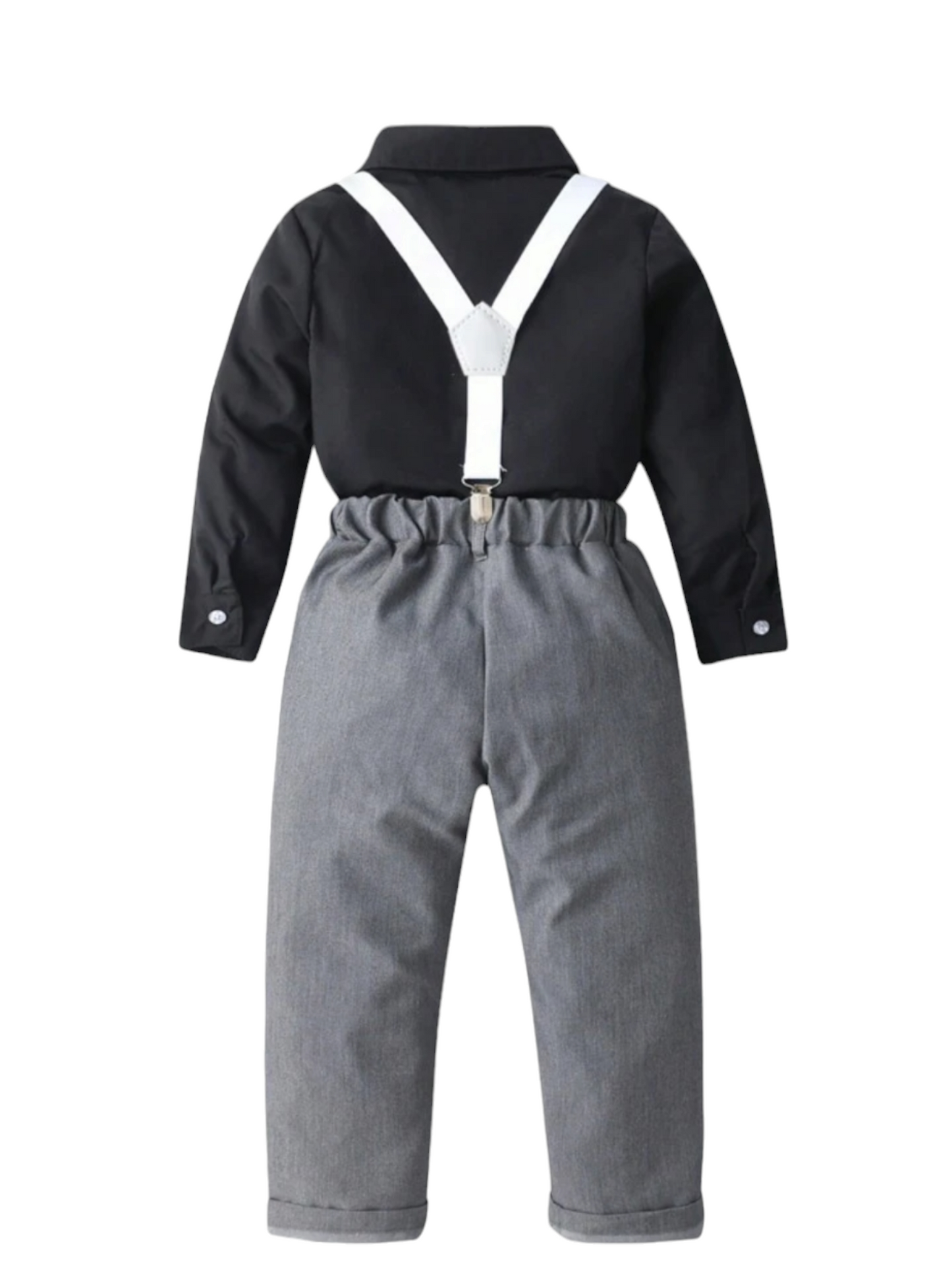 Boys formal set with white suspenders