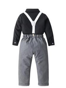 Boys formal set with white suspenders