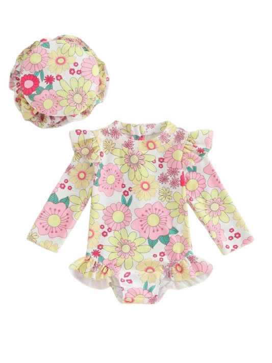 Floral girl  baby swimsuit