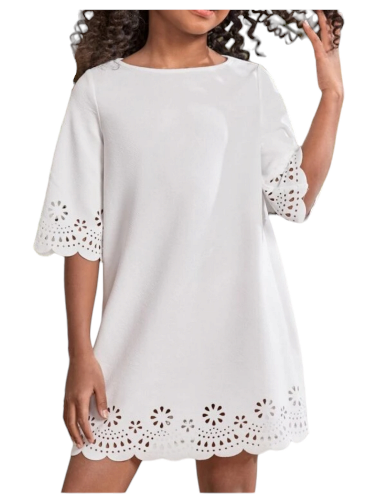 Long sleeve girl white dress