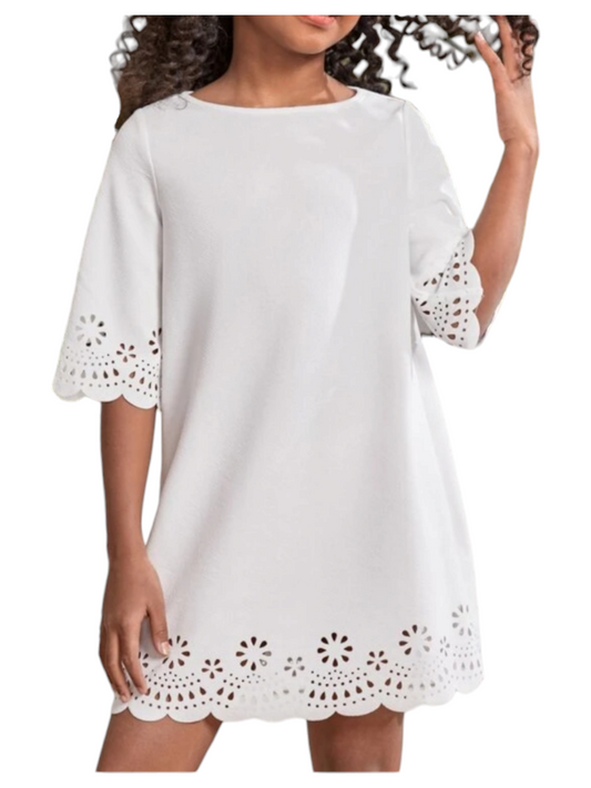 Long sleeve girl white dress