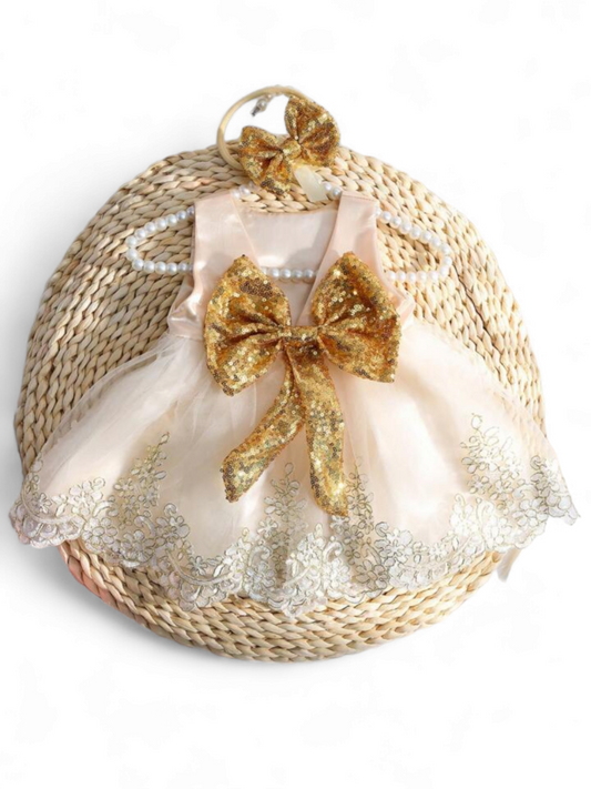 Newborn formal gold dress
