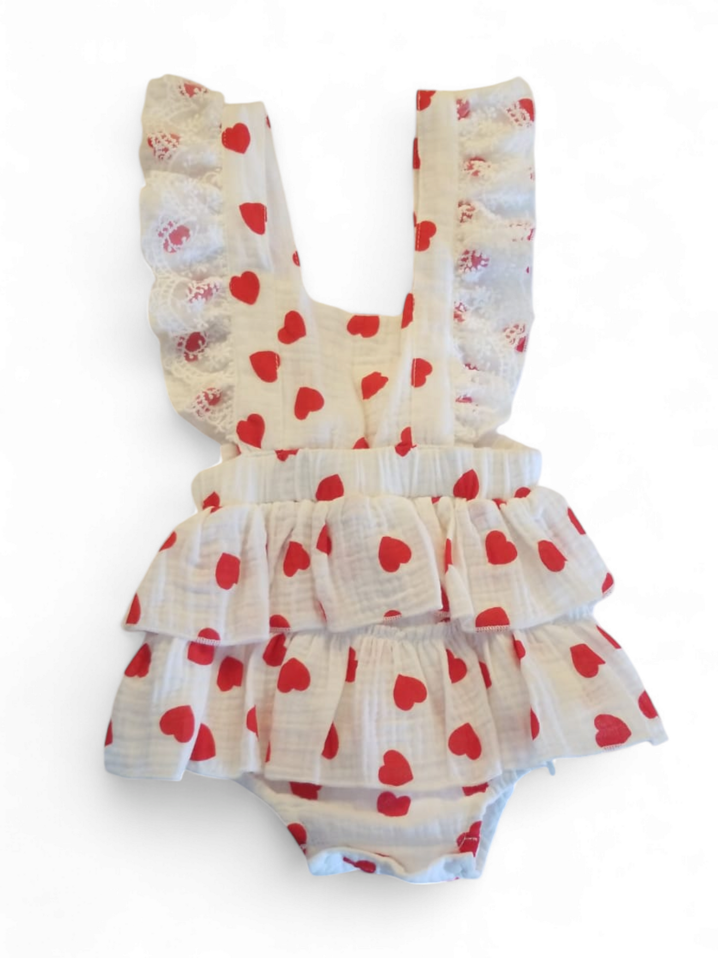 Red and white baby dress romper