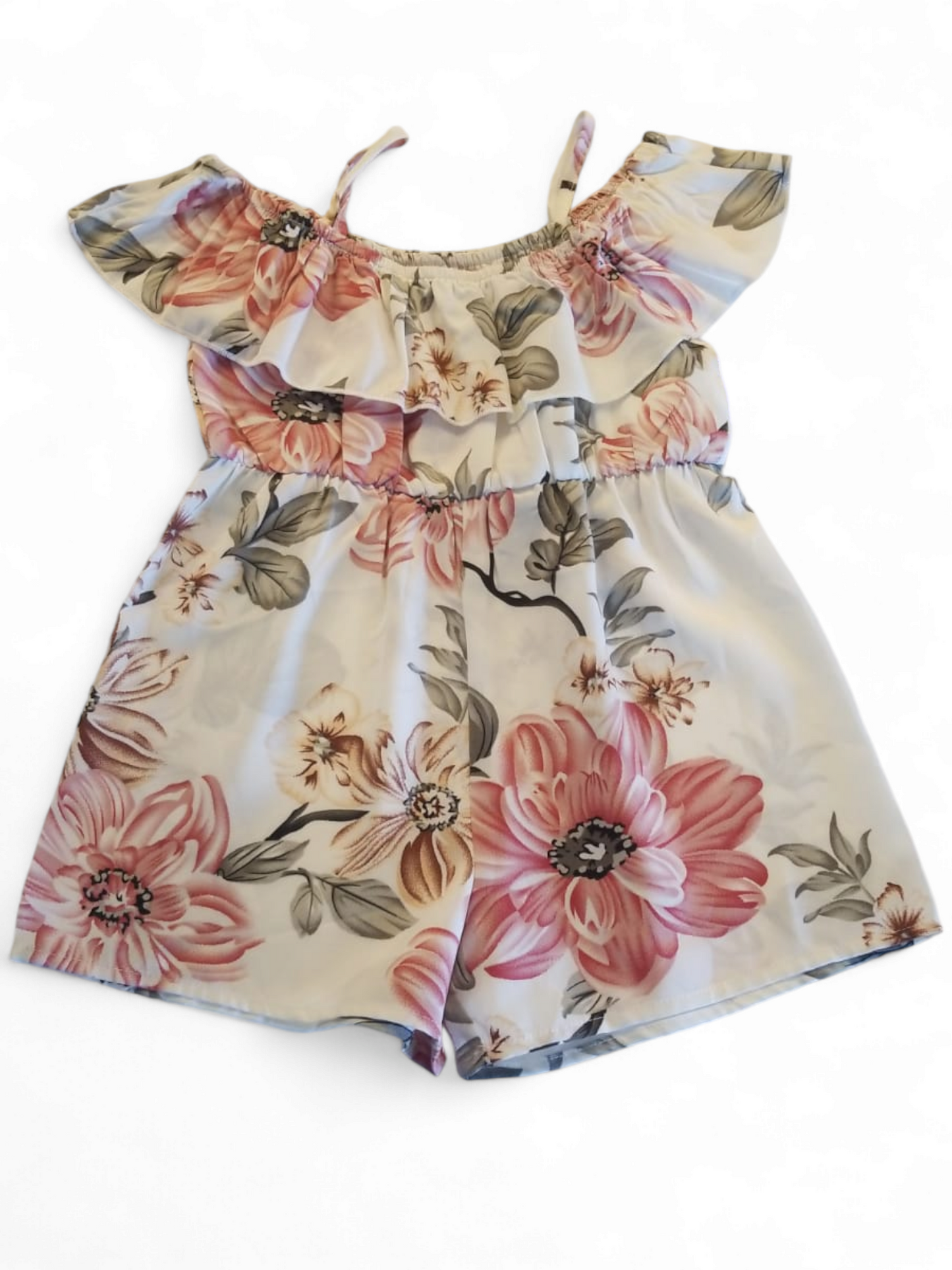 Baby dress White romper with flowers #3