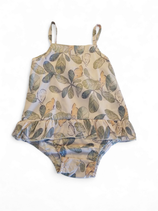 Baby d ressRomper green and cream #3