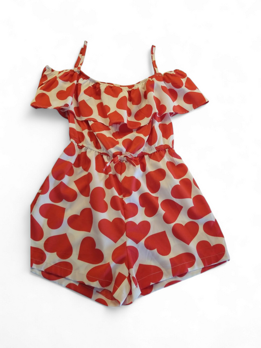 Girl Romper w/ red hearts#3