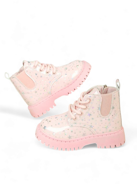 Girl pink glitter boots
