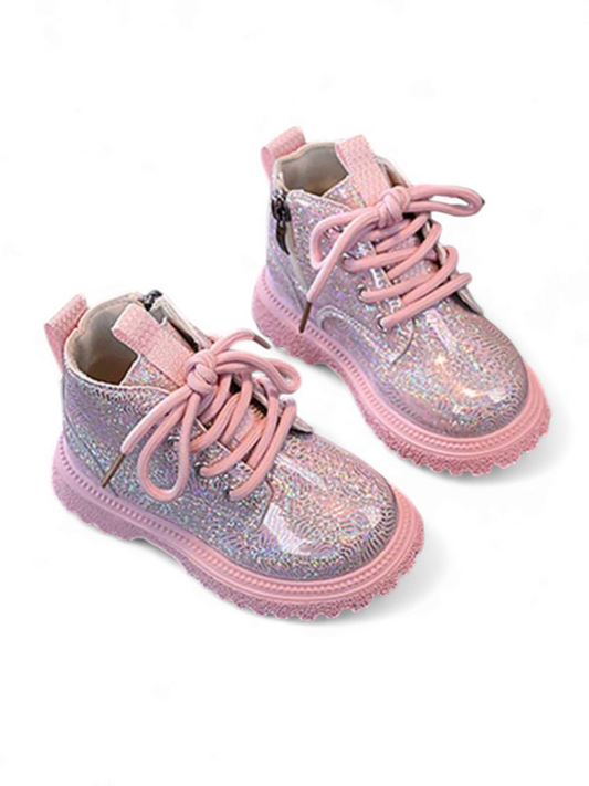 Pink metallic girl boots