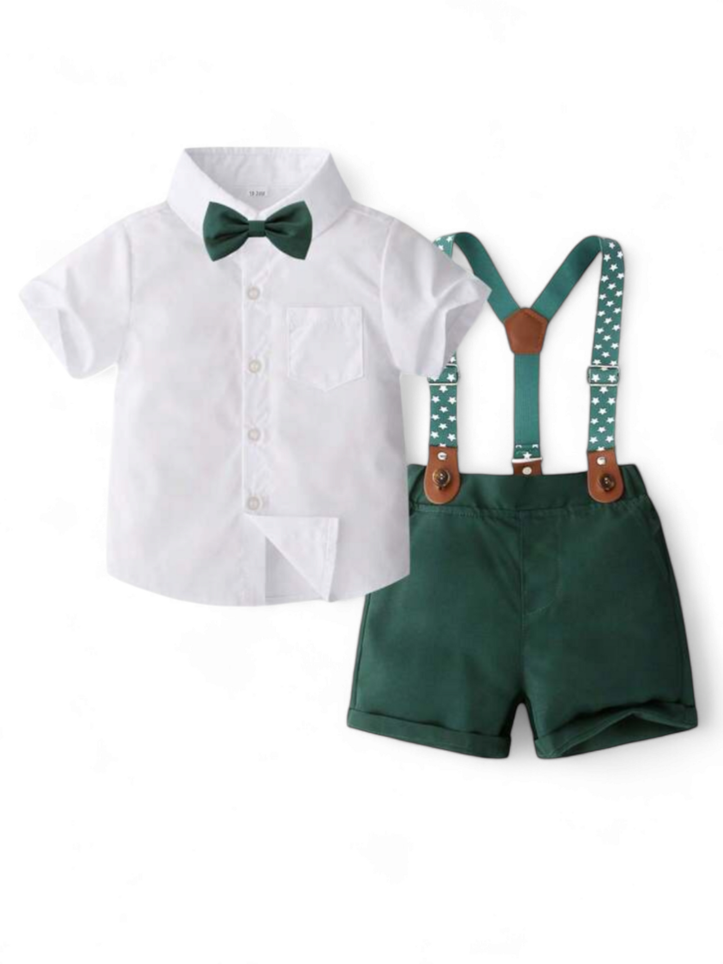 Green 3pc boy formal suspender set