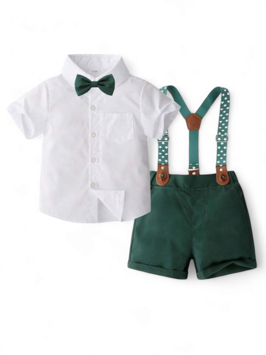 Green 3pc boy formal suspender set