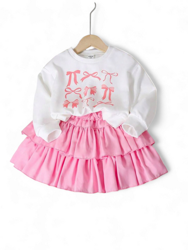pink bows girl sweater set