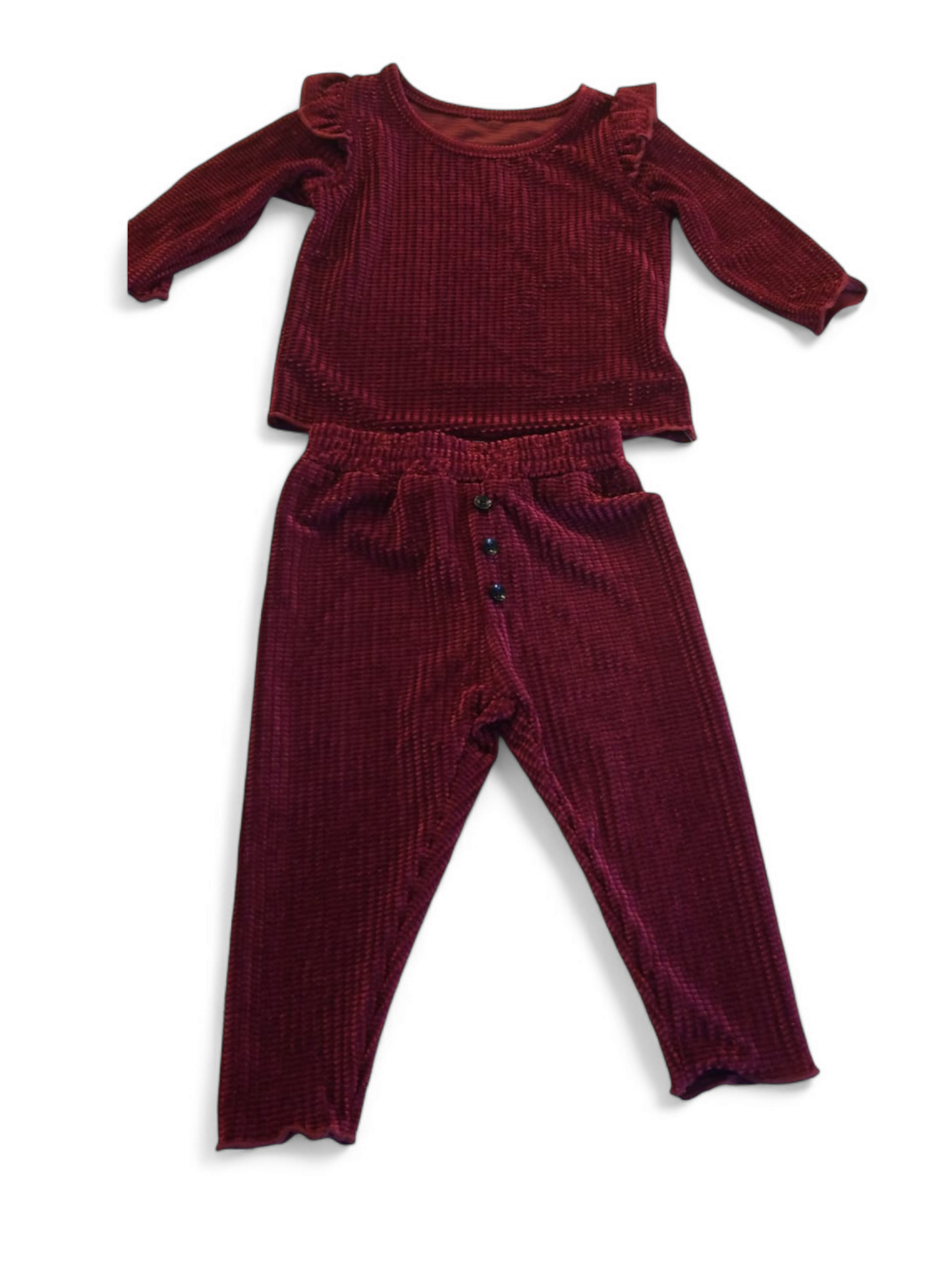 Red Burgundy baby girl 2 pc set long pants.