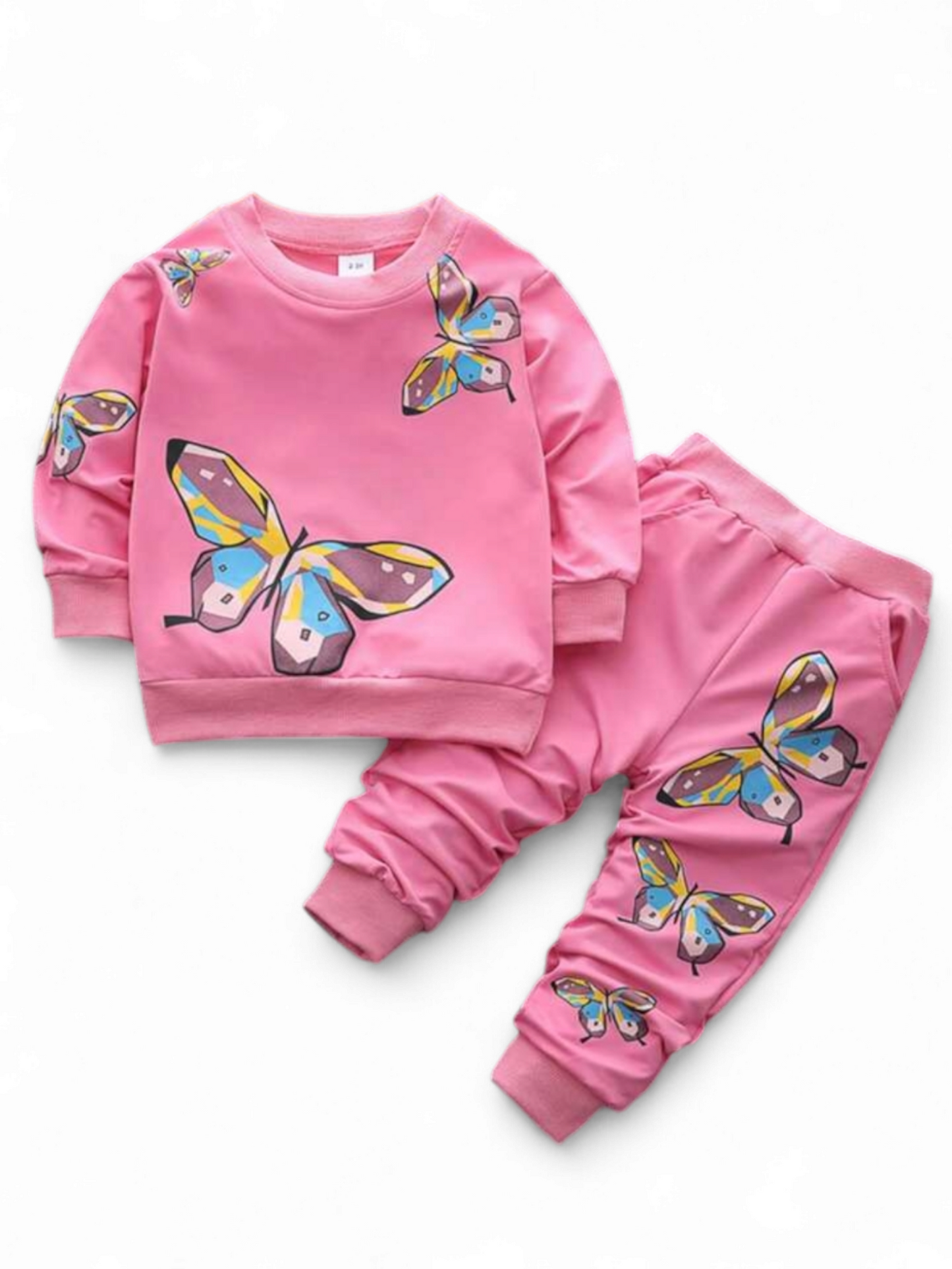 Pink butterfly girl set sweats
