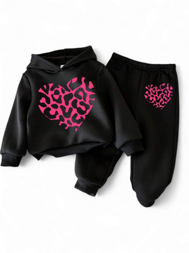Black pink hear girl set sweats