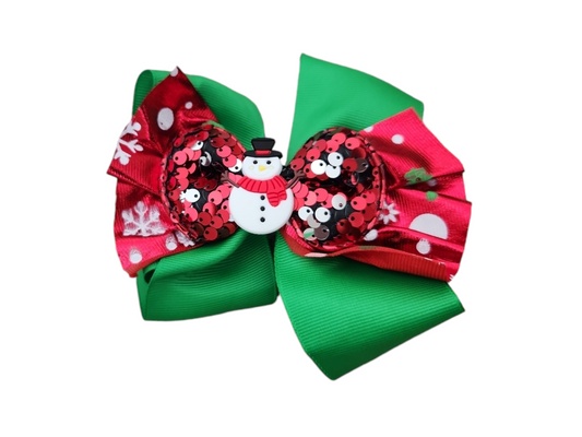 Snow man christmas bow