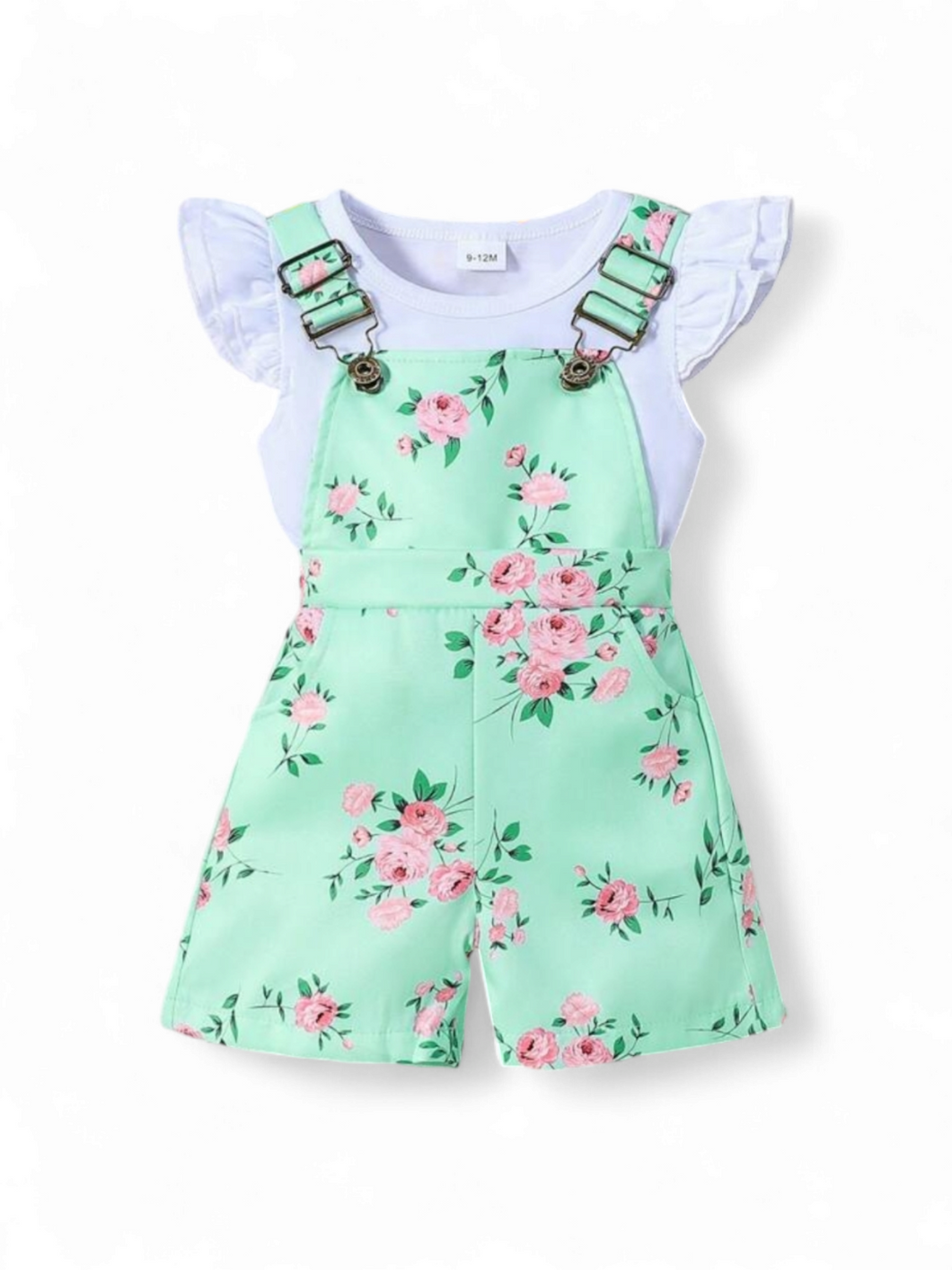 Green floral jumper & shirt girl set