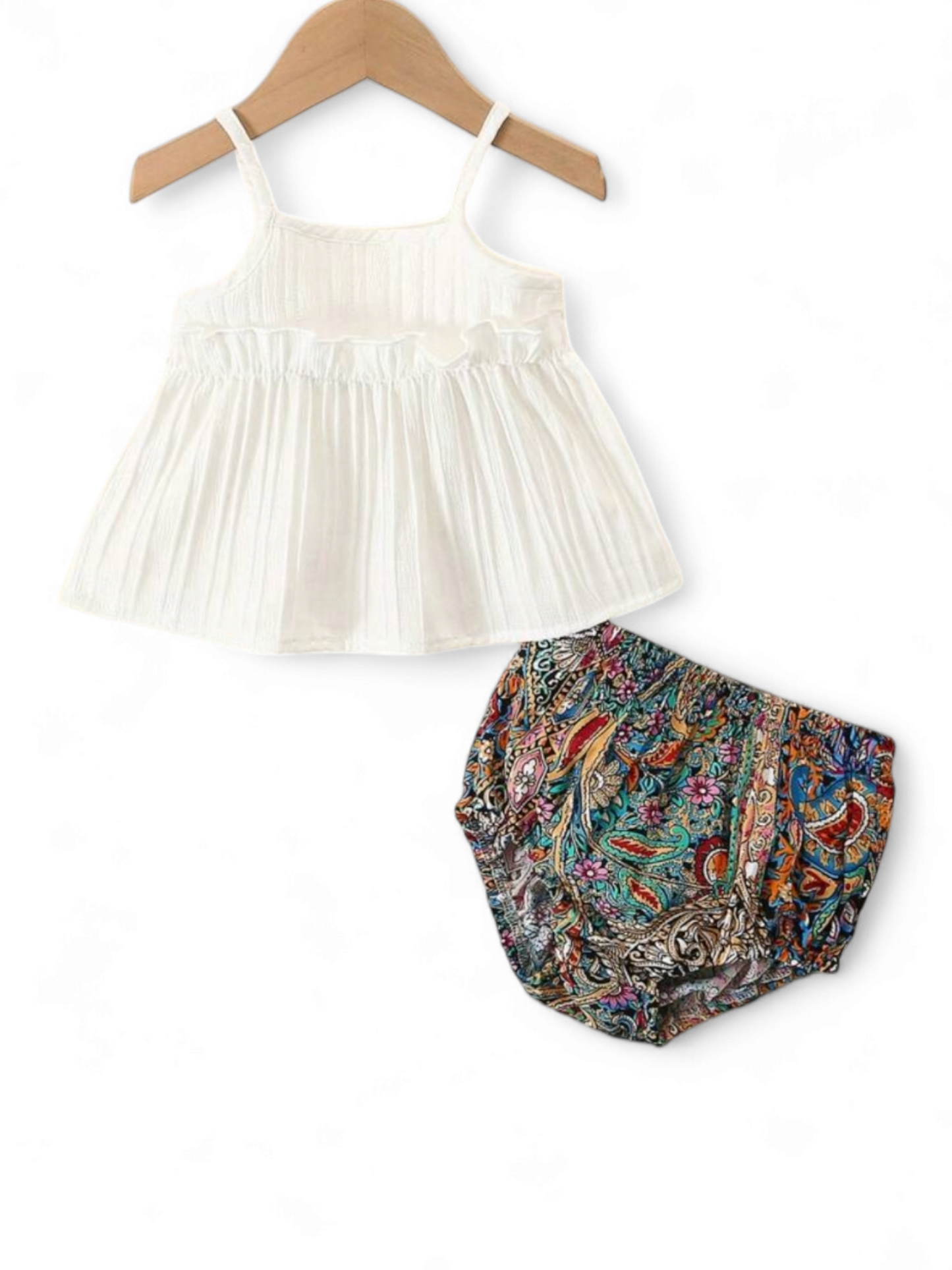 White tank top with bohemian bottom baby set