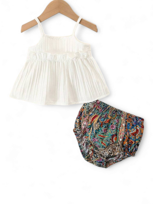 White tank top with bohemian bottom baby set
