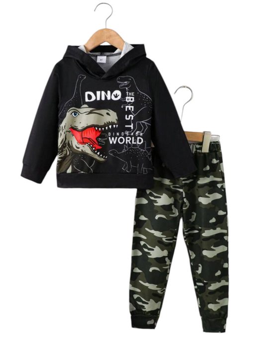 Dino print best world boy set sweats