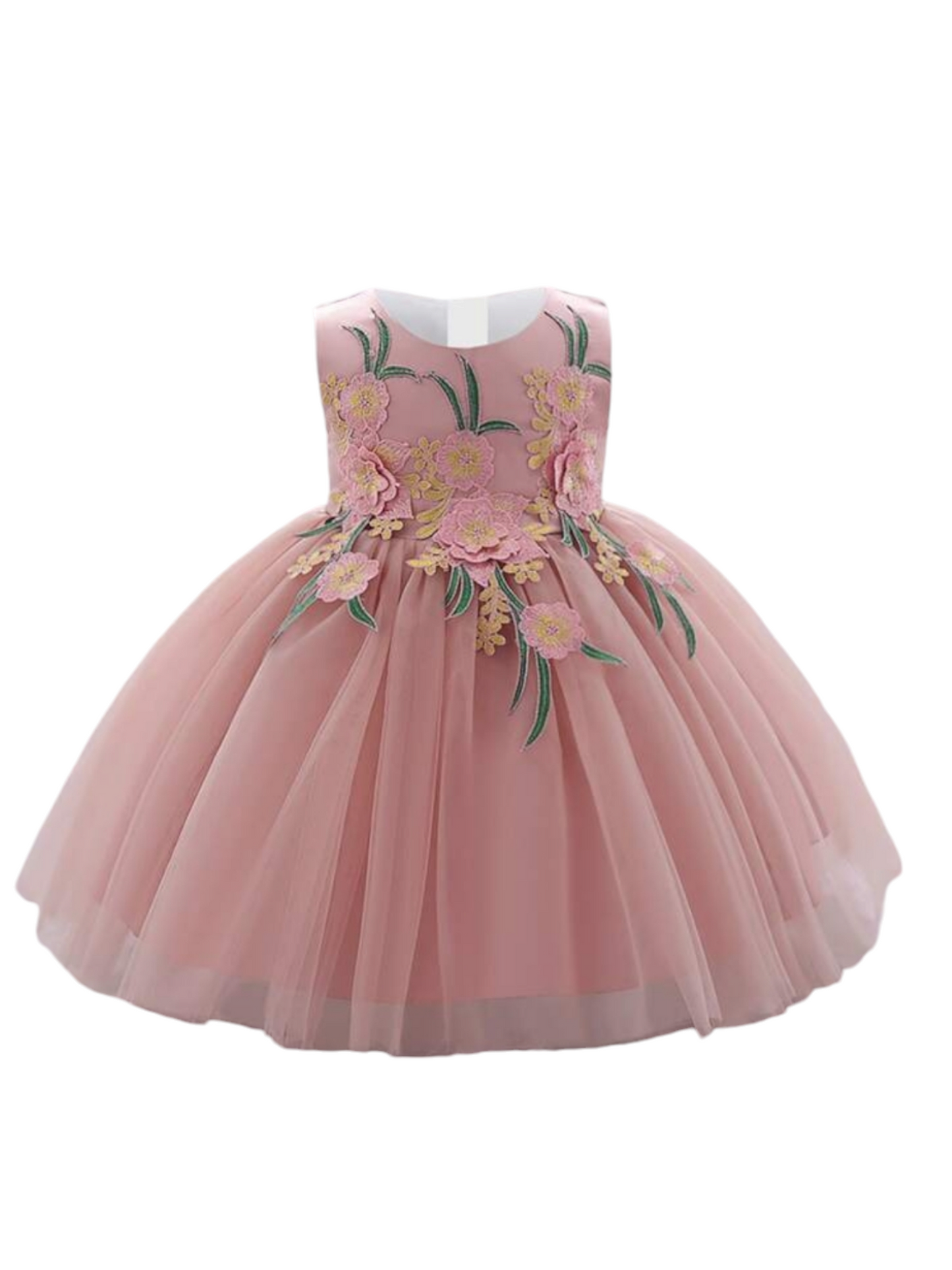 Pink floral baby girl formal dress