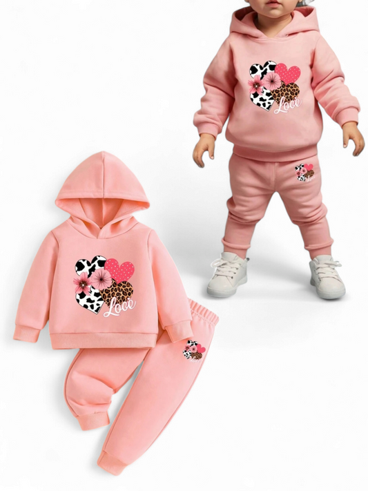 Baby love heart floral sweats set
