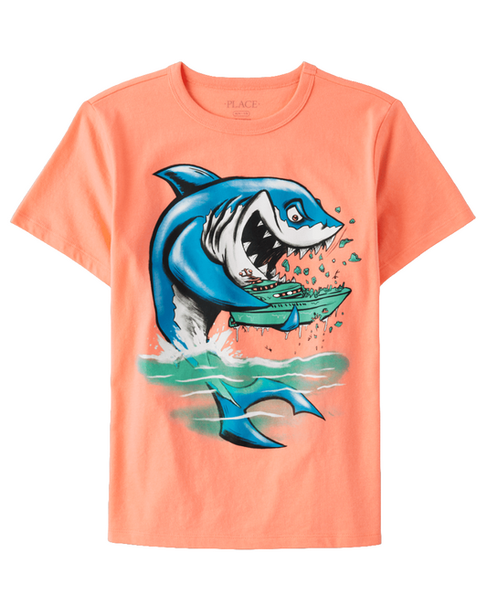 Boy shark graphic t