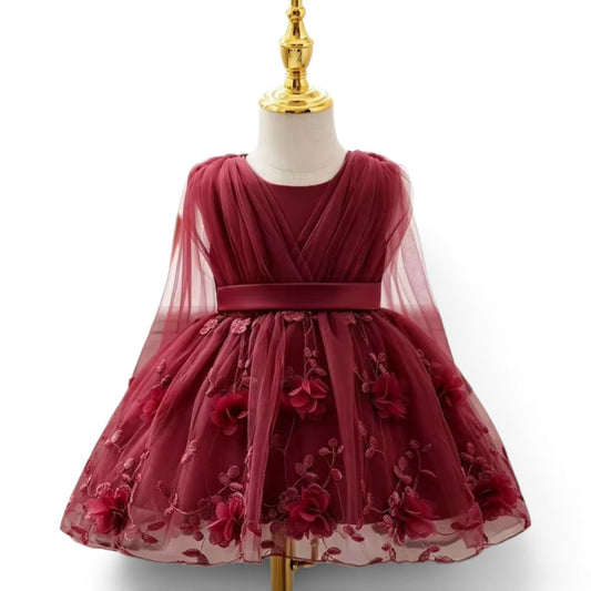 Burgundy baby girl dress 2k6