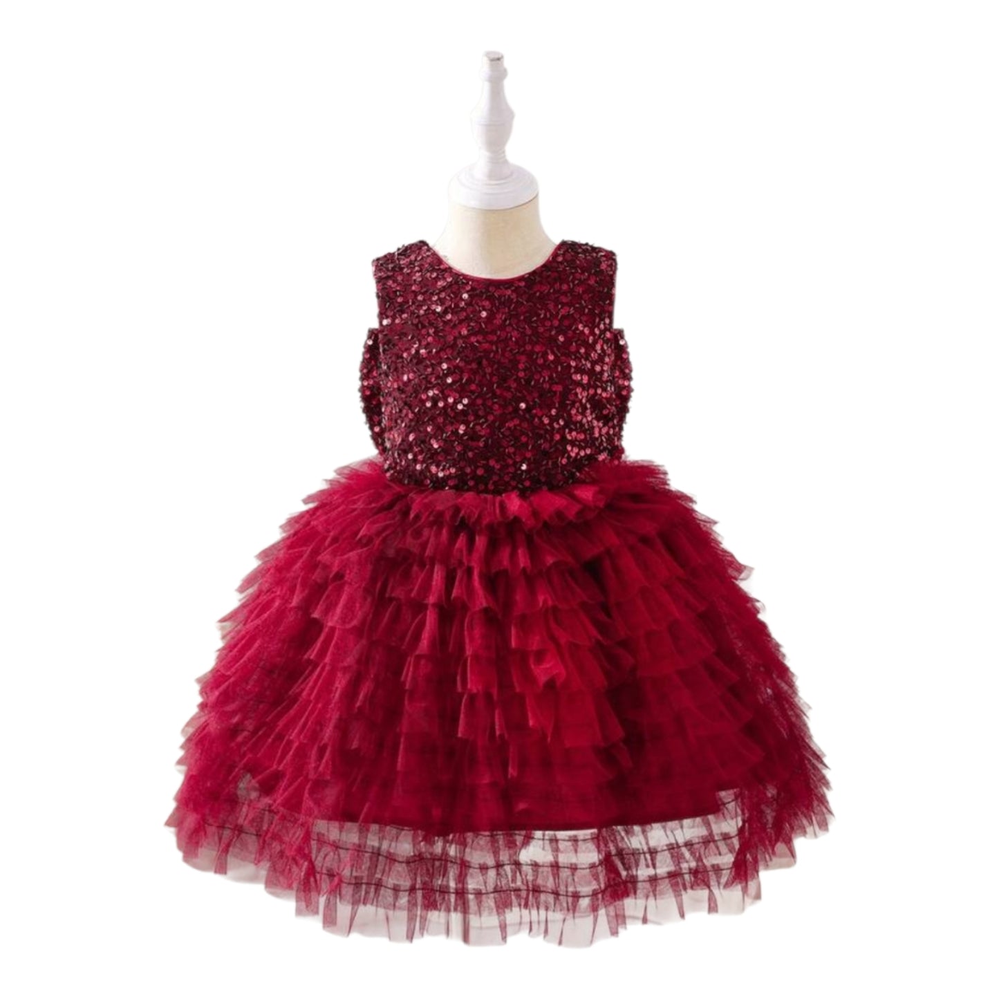 Burgundy seqin girls dress