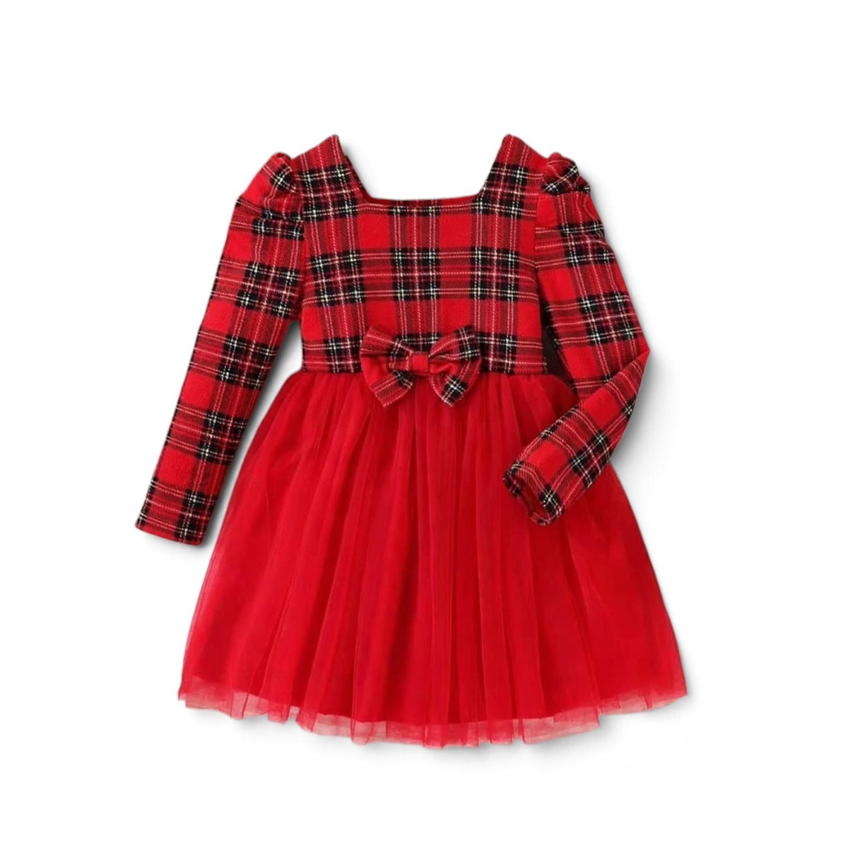 Red plaid girls tutu red dress
