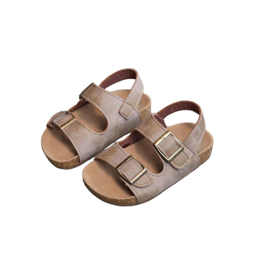 Light tan boys double buckle sandals