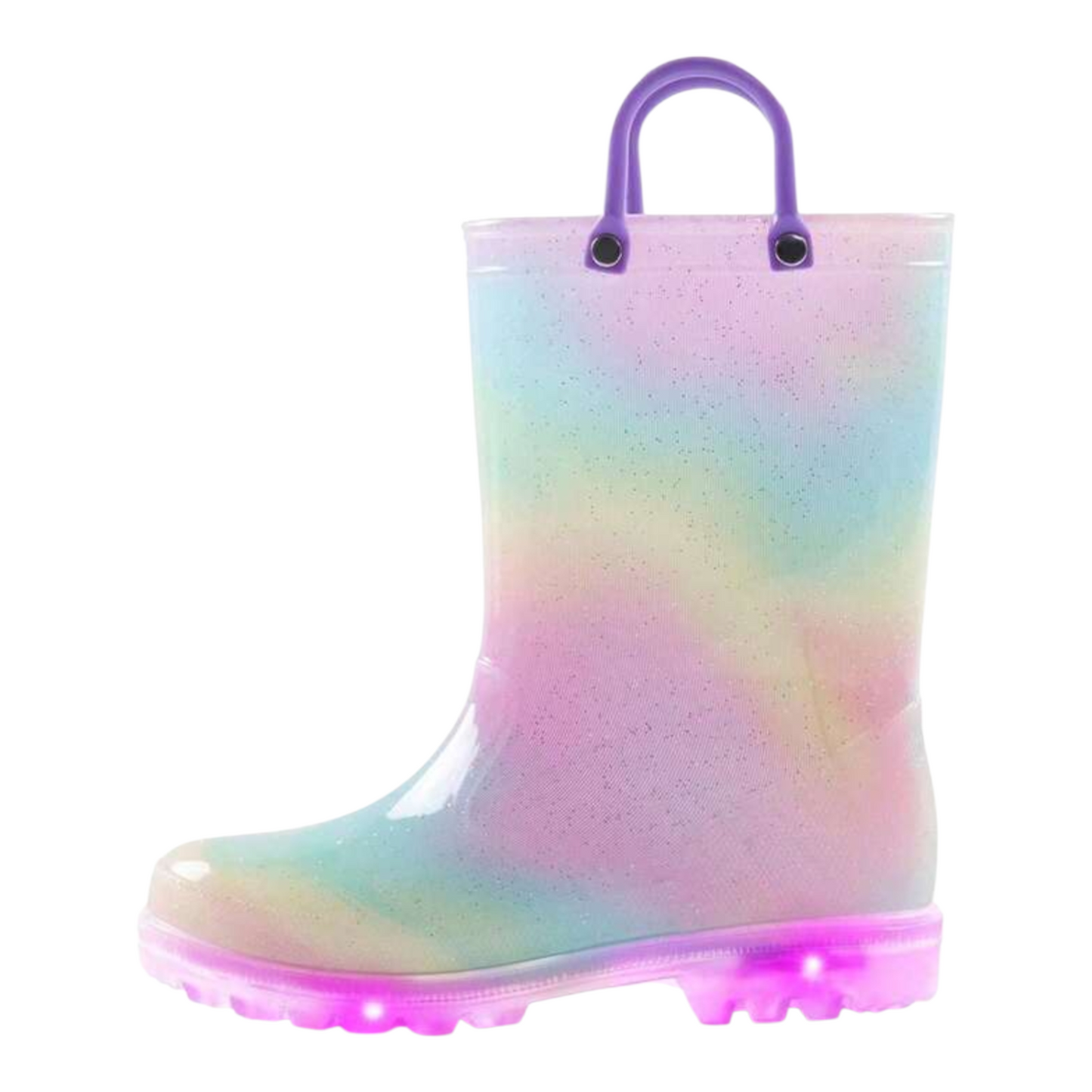 Led rainbow girl rain boots