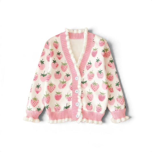 Girls Pink strawberry sweater