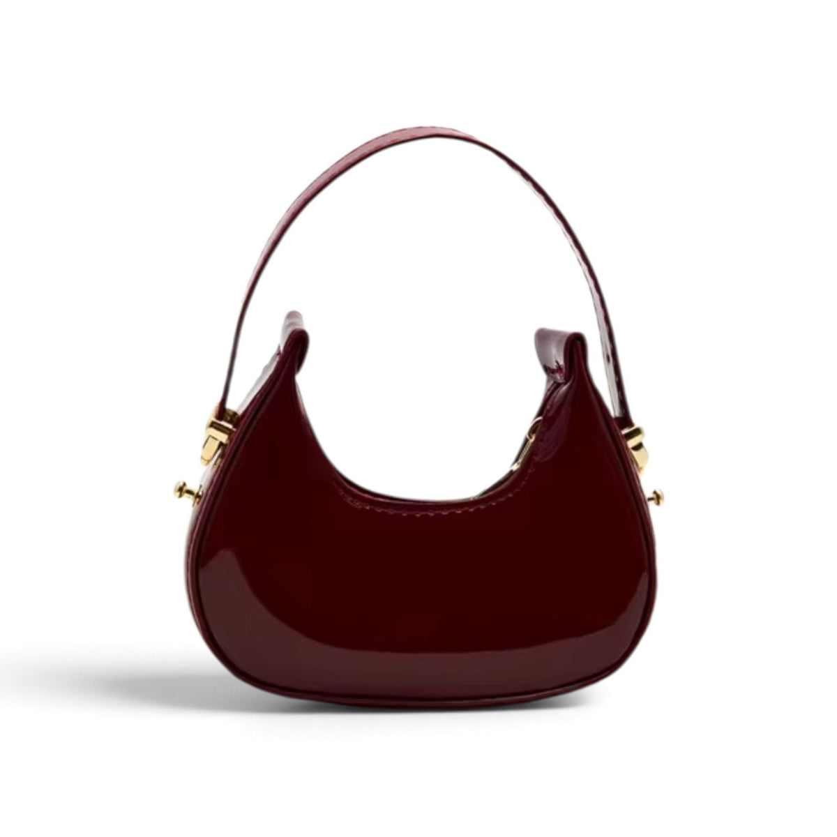 Mini burgundy purse with hold buckle straps