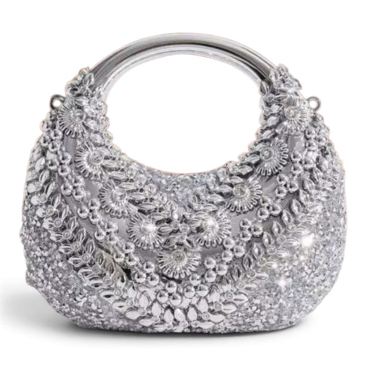 Silver jeweled girls purse