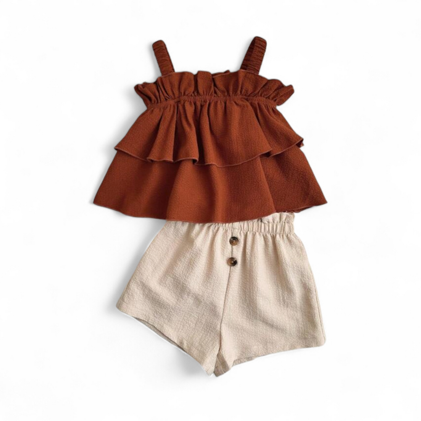 Brown top  with khaki bottom baby 2pc set