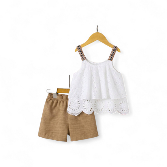 White top with brown bottom girls  2pc set