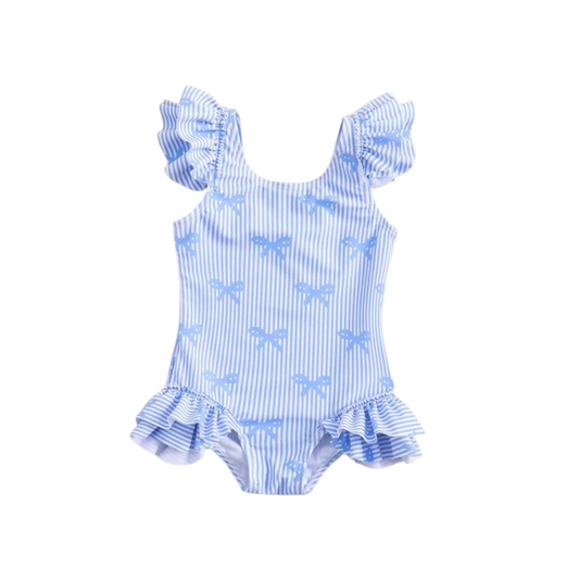Blue bows baby girl swimsuit
