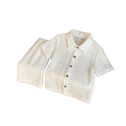 Button down white  2pc boys pants set