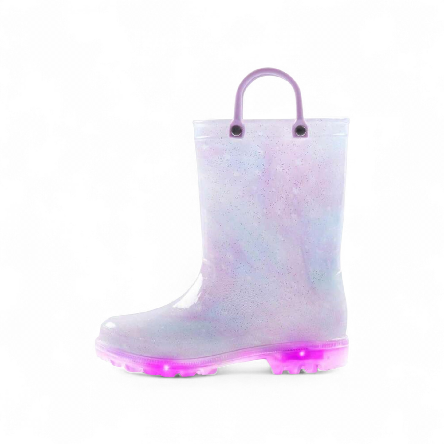 Purple splash LED girls rain boots