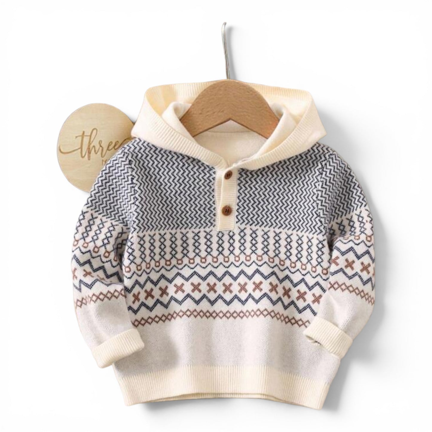 Beige baby boy sweater hoodie