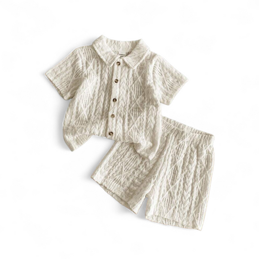 Beige 2pc boys beach set