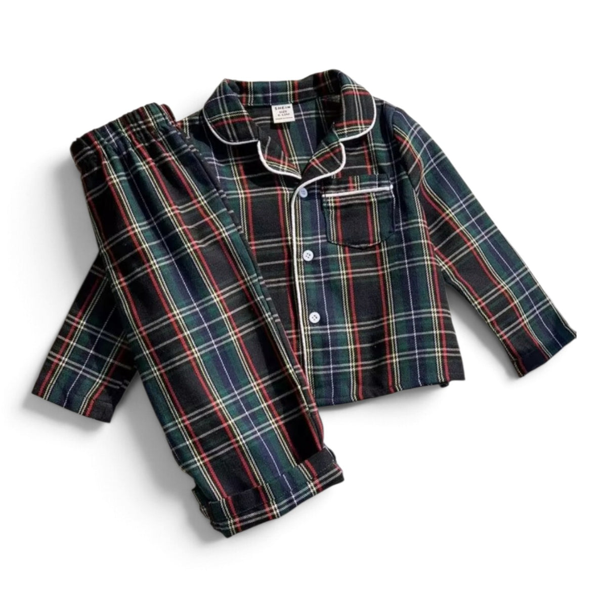 Baby green plaid pj set 2k6