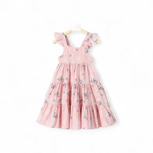 Pink floral girl spring dress