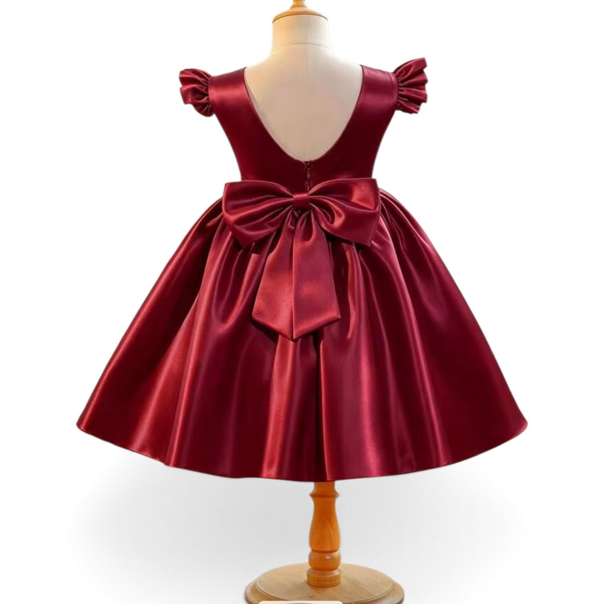 Burgundy silk design girls dress
